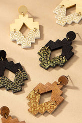 Aztec Wood & Feather Dangle Earrings - Unique Fashion Jewelry, Earrings, $ 12.95, A Moment Of Now™